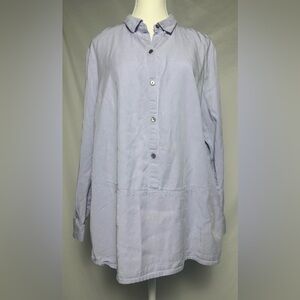 J. JILL Blue Button Front Collared Lightweight Tunic Size L